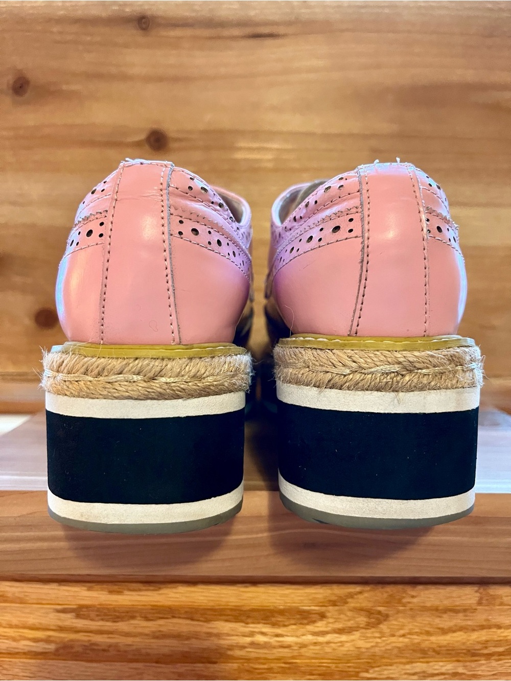 Prada Pink Leather Platform Wingtip Creeper Brogue in Size 36 - Picture 5 of 9